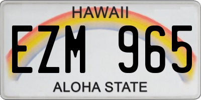 HI license plate EZM965