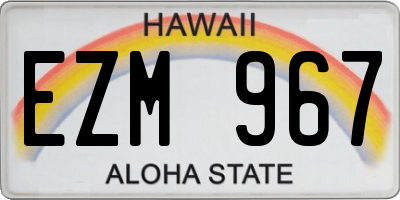 HI license plate EZM967