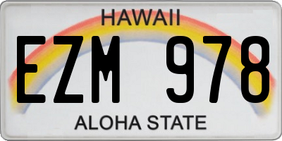 HI license plate EZM978
