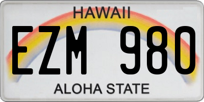 HI license plate EZM980