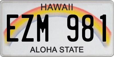 HI license plate EZM981
