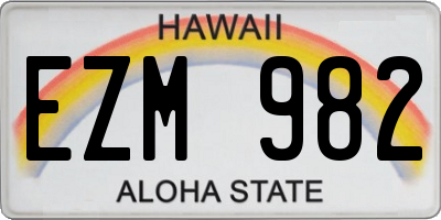 HI license plate EZM982