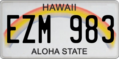 HI license plate EZM983