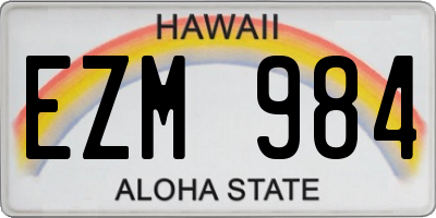 HI license plate EZM984