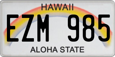 HI license plate EZM985