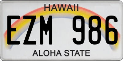 HI license plate EZM986