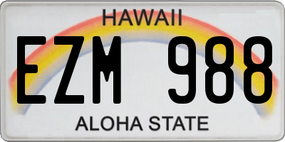 HI license plate EZM988