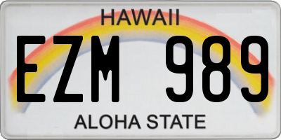 HI license plate EZM989