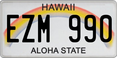 HI license plate EZM990