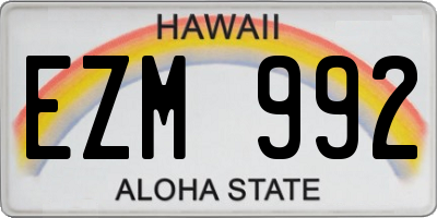 HI license plate EZM992