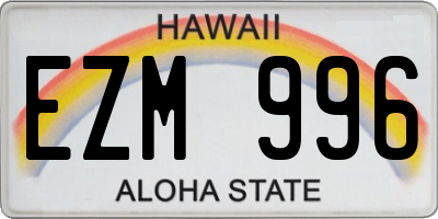 HI license plate EZM996