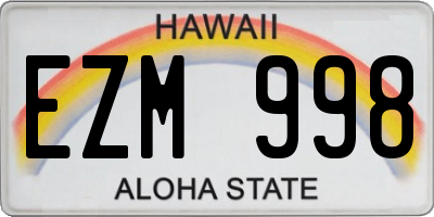 HI license plate EZM998