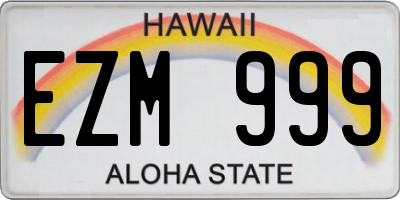 HI license plate EZM999