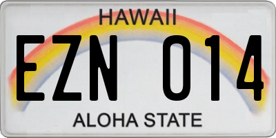 HI license plate EZN014