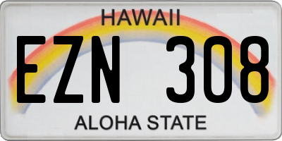 HI license plate EZN308