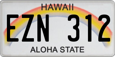 HI license plate EZN312