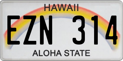 HI license plate EZN314