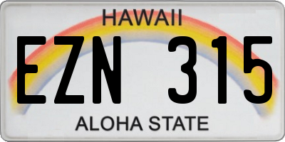 HI license plate EZN315