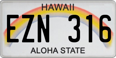 HI license plate EZN316