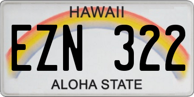 HI license plate EZN322