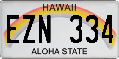 HI license plate EZN334
