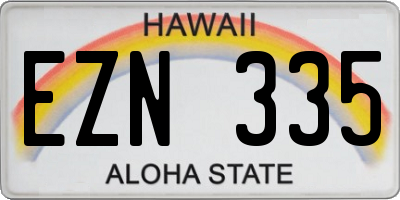 HI license plate EZN335