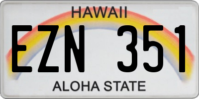 HI license plate EZN351