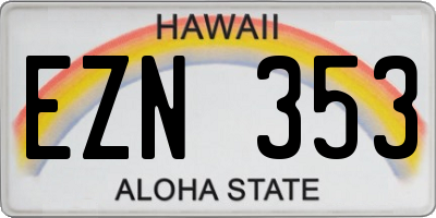 HI license plate EZN353