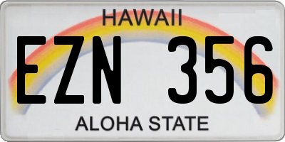 HI license plate EZN356