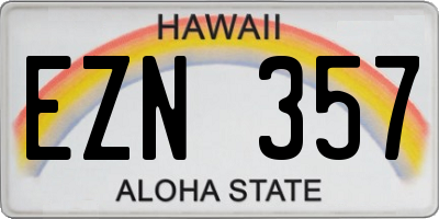 HI license plate EZN357