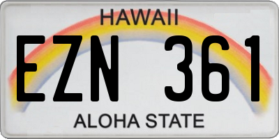 HI license plate EZN361