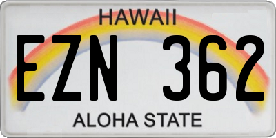 HI license plate EZN362