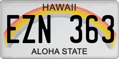 HI license plate EZN363