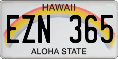 HI license plate EZN365
