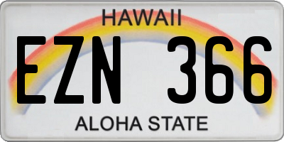 HI license plate EZN366
