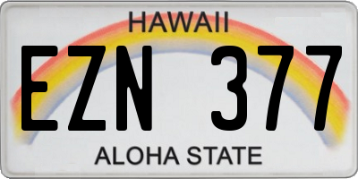 HI license plate EZN377