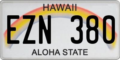 HI license plate EZN380