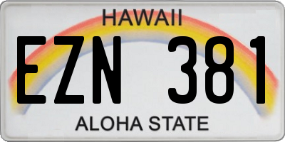 HI license plate EZN381