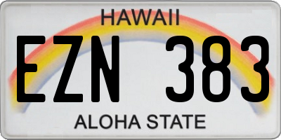 HI license plate EZN383