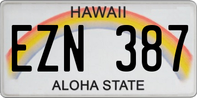 HI license plate EZN387