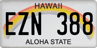 HI license plate EZN388