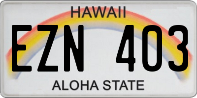 HI license plate EZN403