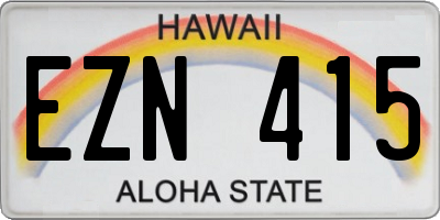 HI license plate EZN415