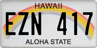 HI license plate EZN417