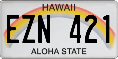 HI license plate EZN421