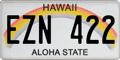HI license plate EZN422