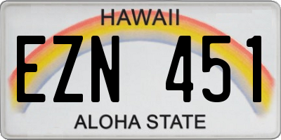 HI license plate EZN451