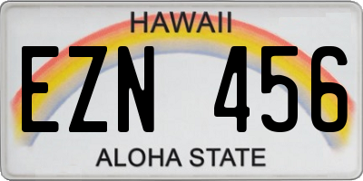 HI license plate EZN456