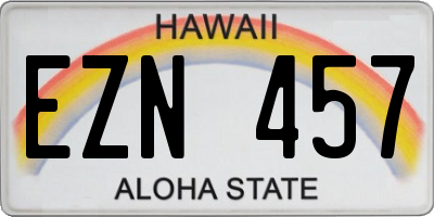 HI license plate EZN457