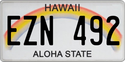 HI license plate EZN492